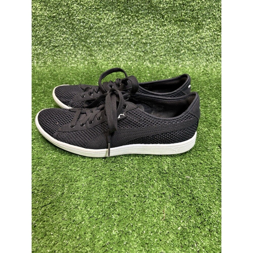 Puma Shoes Womens 8.5 Vikky Running Athletic Sneakers Black Mesh Lace Up Low Top
